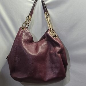 Michael Kors Plum Leather Hobo Bag